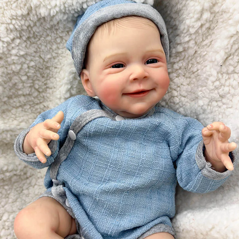 

48cm Newborn Baby Doll Sebastian Reborn Baby Boy Size Real Picture Handmade 3D Skin Hand Drawn Hair Visible Veins