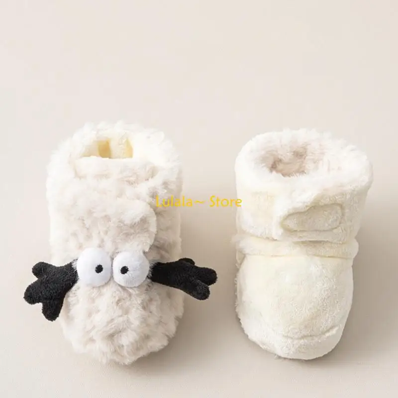 

Y4QA Fashionable Baby Shoes Unisex Fleece Booties Infant Toddler Cotton Shoes