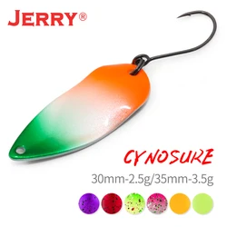 Jerry Cynosure 2.5g 3.5g Brass Wide Micro Area Trout Spoons UV Colors Single Hook Fishing Lures Glitters Spinner Freshwater Bait