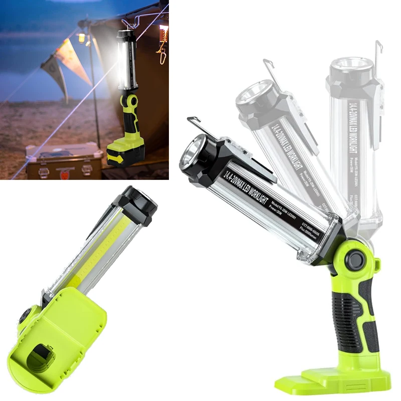 

For Ryobi 18V Li-ion Battery Portable Floodlights Camping Light with Hook 25W 2000LM LED Work Light for Workshop Garage Camping