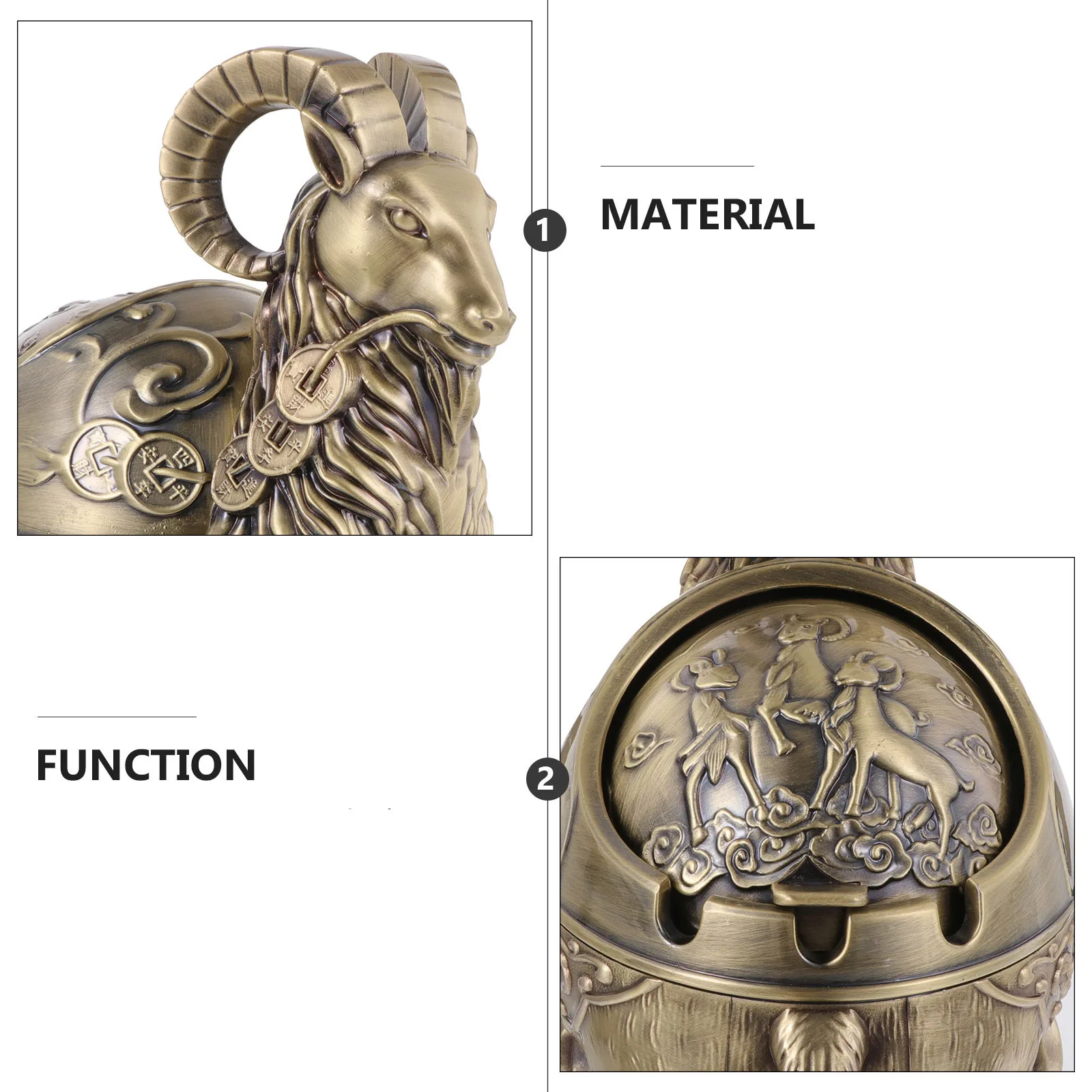 

Zinc Alloy Ashtray Sheep Shaped Desktop Decoration Butt Container Creative Office Home Use High Grade Material