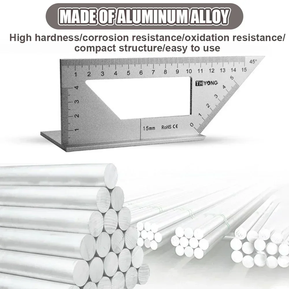 T 형 목공 게이지 눈금자, 다기능 눈금자, 45, 90 도 게이지 규칙 측정 도구, 목공 스크라이브 마크, 라인 측정