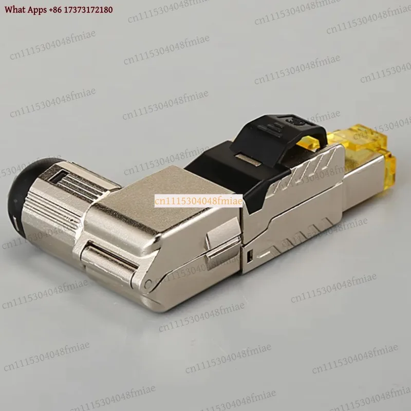 2Pcs RJ45 Full Shielded Zinc-Alloy Field Plug 90 Degree Angled CAT8 STP Termination Connector Toolless Type