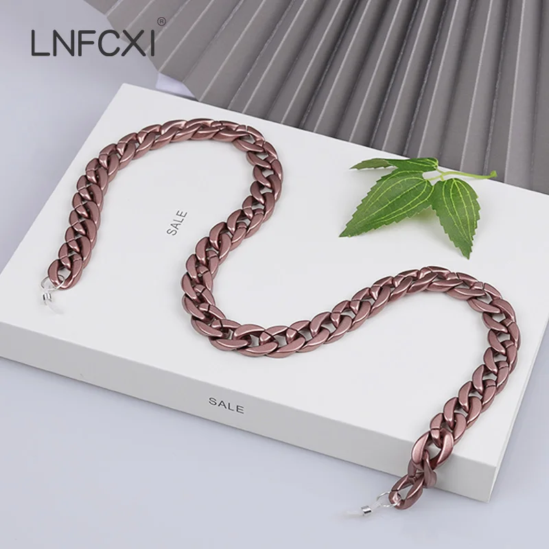 LNFCXI Fashion Acrylic Sunglasses Matte Chains Lanyard Women Anti-slip Reading Glasses Chain Cord Holder Neck Strap Rope New