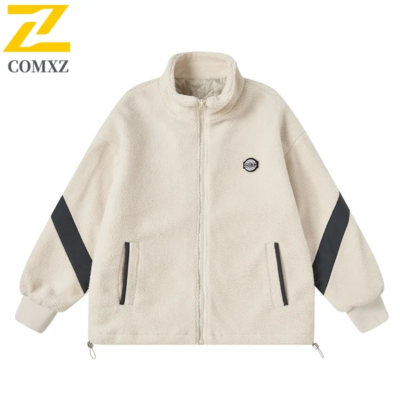 سترة صوف رجالية من COMXZ مقاس كبير لمغامرة الثلج مقاومة للرياح، سترة مبطنة بالقطن للسفر، بطانة شتوية عالية الجودة