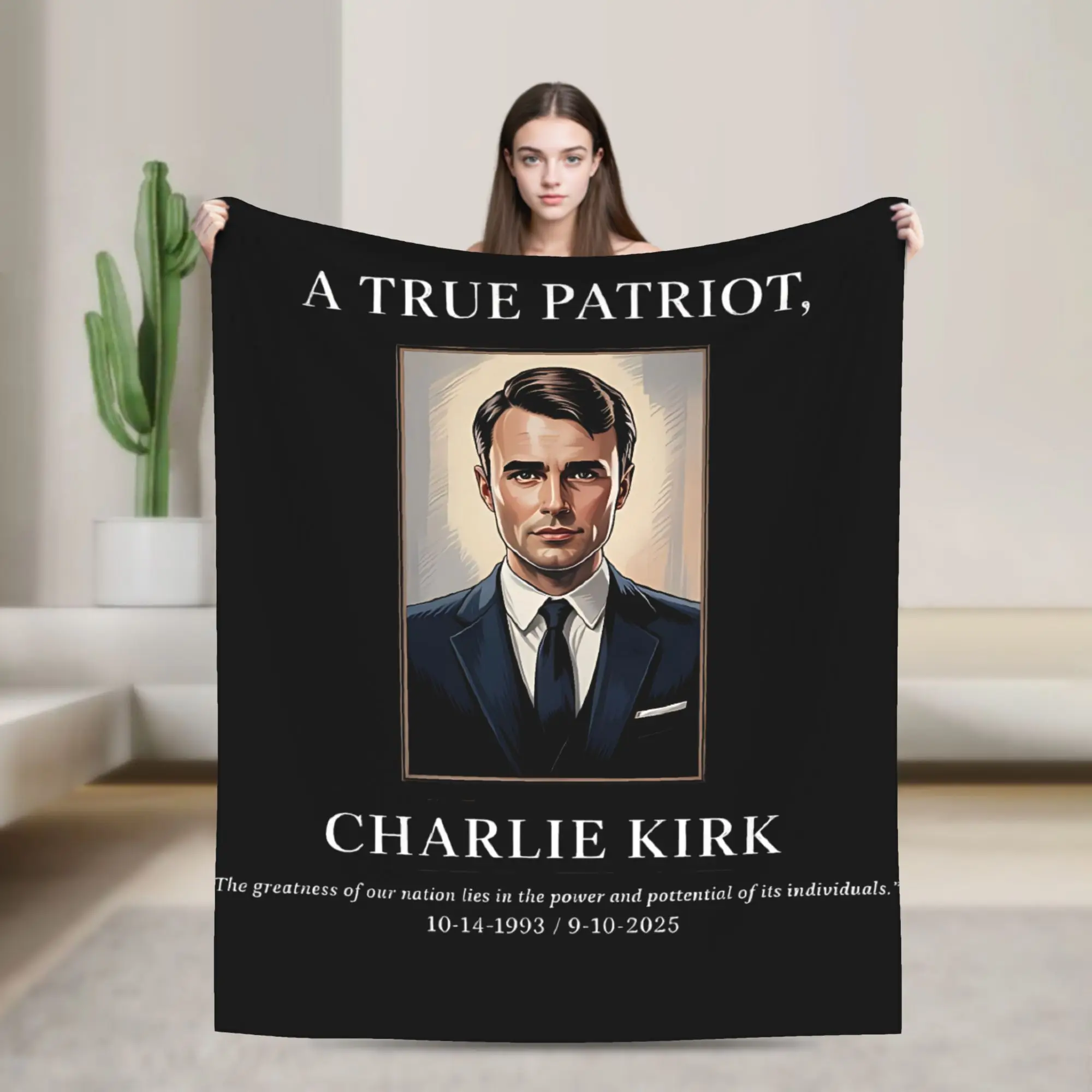 Charlie Kirk (6) Flannel Blanket  Soft Durable Bedding Throws for Outdoor Picnic Comfortable Bedspread Sofa Bed Cover
