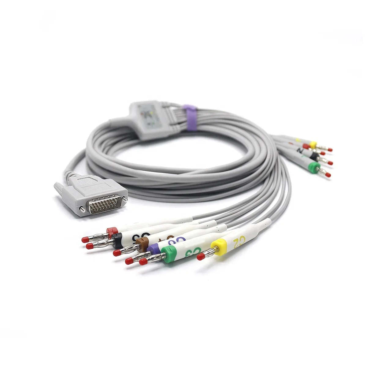 Zoncares Compatible EKG Cable 10 Leads One-piece IEC Banana Leadwires
