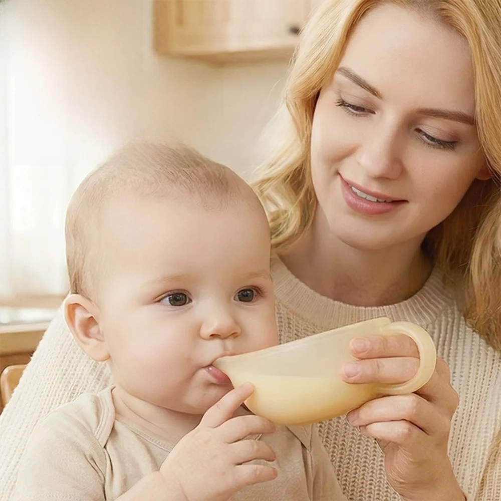 Silicone Feeding Bowl Soft Spout with Handle Training Bowl Non Spill Heat Resistant food bowl