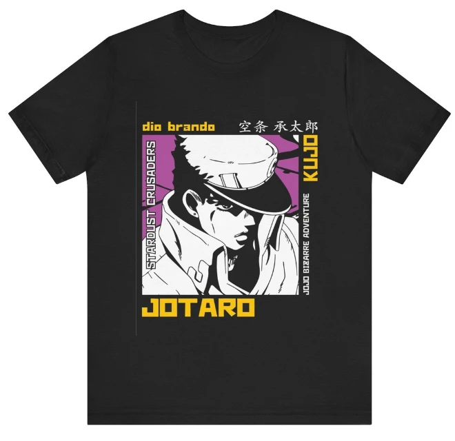 

Футболка унисекс с графическим принтом «Аниме JoJo's Bizarre Adventure», 100% хлопок, мужская футболка с коротким рукавом и круглым вырезом, женская футболка оверсайз в стиле Y2k, высокое качество