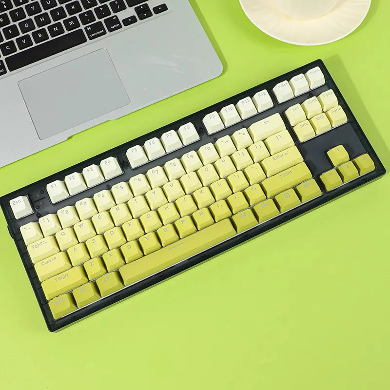 Lime keycap fruit green gradual change light-transmitting PBT material OEM side engraved 68/75/980 e-sports mechanical wireless