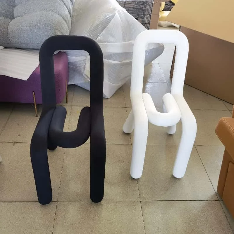 Creative Fiberglass Vanity Chair Modern Dining Furniture Designer Stool for Bedroom and Restaurant view 5