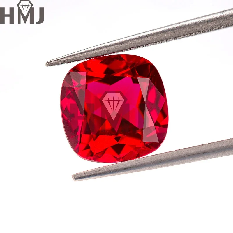 HMJ Lab Grown Ruby Pigeon Blood Red Color  Loose Gemstone Garnet  Cushion Cut for DIY Jewlry