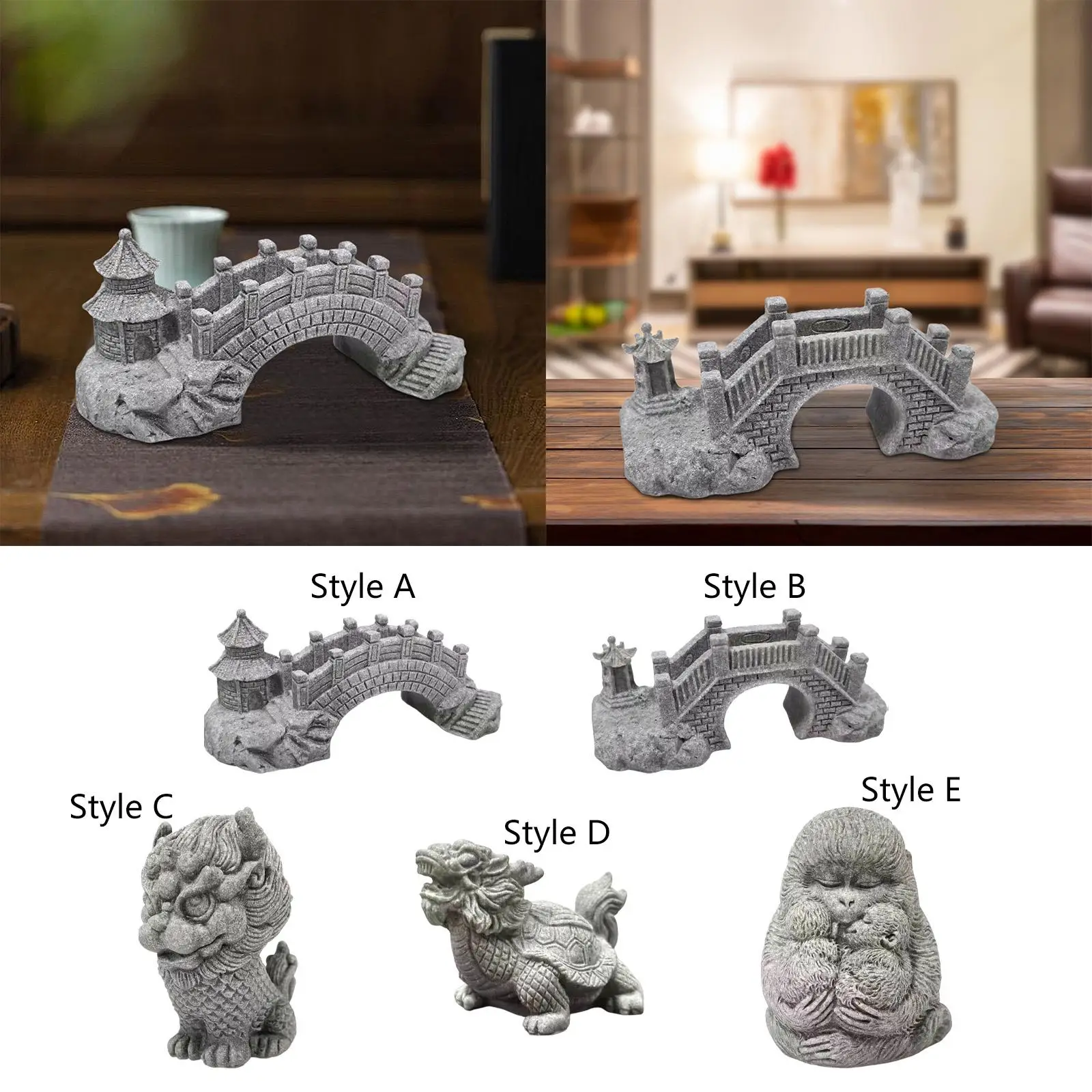 Sandstone Statue Miniature Antique Gardening Landscape Ornament for Indoor Outdoor Hotel Tabletop Living Room Decoration