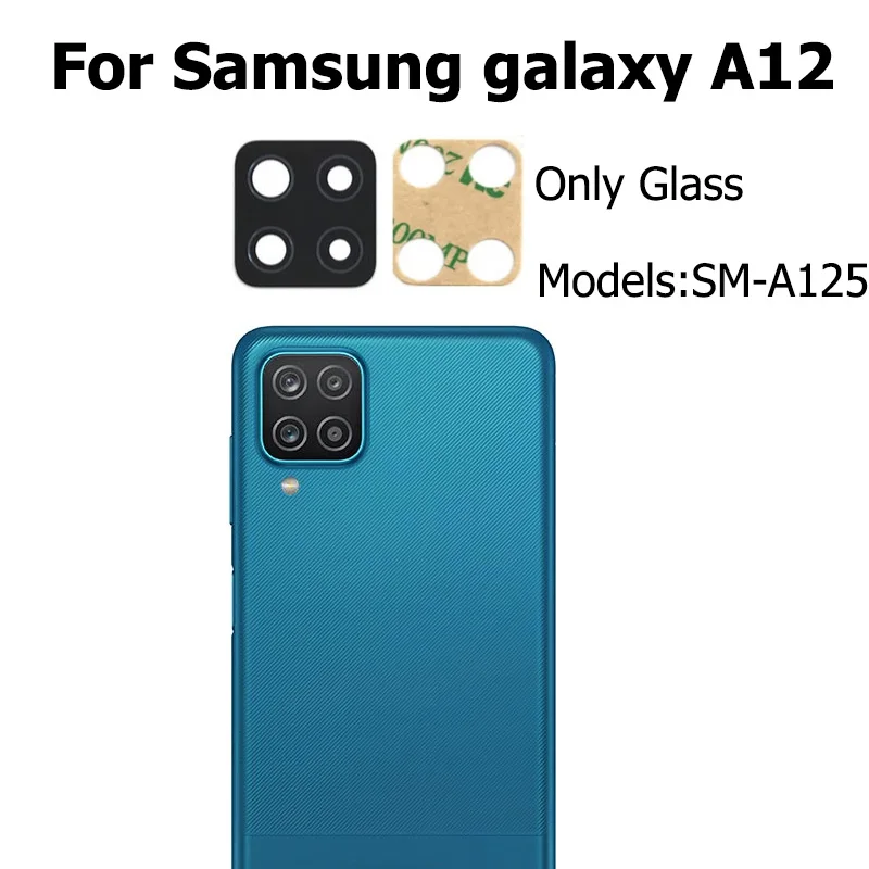 Back Rear Camera Glass For Samsung Galaxy A12 SM-A125 With Adhesive Sticker For A12 Nacho SM-A127F Replacement Parts