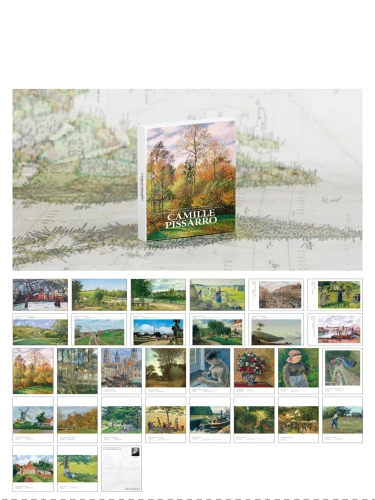 30Pcs Artist Camille Pissarro Art Postal Card Christmas Message Postcard Bitthday Greeting Card Gift Wish InvItation Lettercard