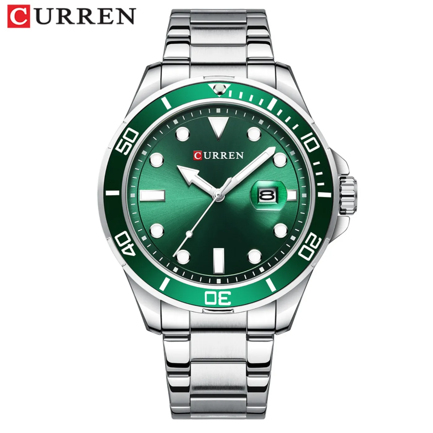 CURREN New Green Water Ghost Series Brand High-end Luxury Watches Automatic Watch Men All Steel Waterproof Quartz Watch Gifts view 4