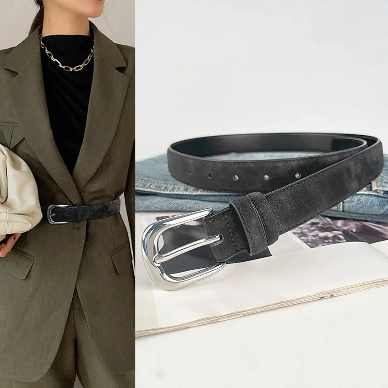 

Роскошный женский ремень из матовой воловьей кожи в стиле ретро, повседневные брюки, джинсы с высококачественным и минималистичным повседневным ремнем