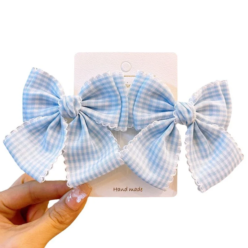 2 Pcs Women's Hair Clips Pack Bow Plaid Lace Versatile Fashionable Cute Sweet Hair Clips Kawaii Lolita Hair Accessories Children image 5