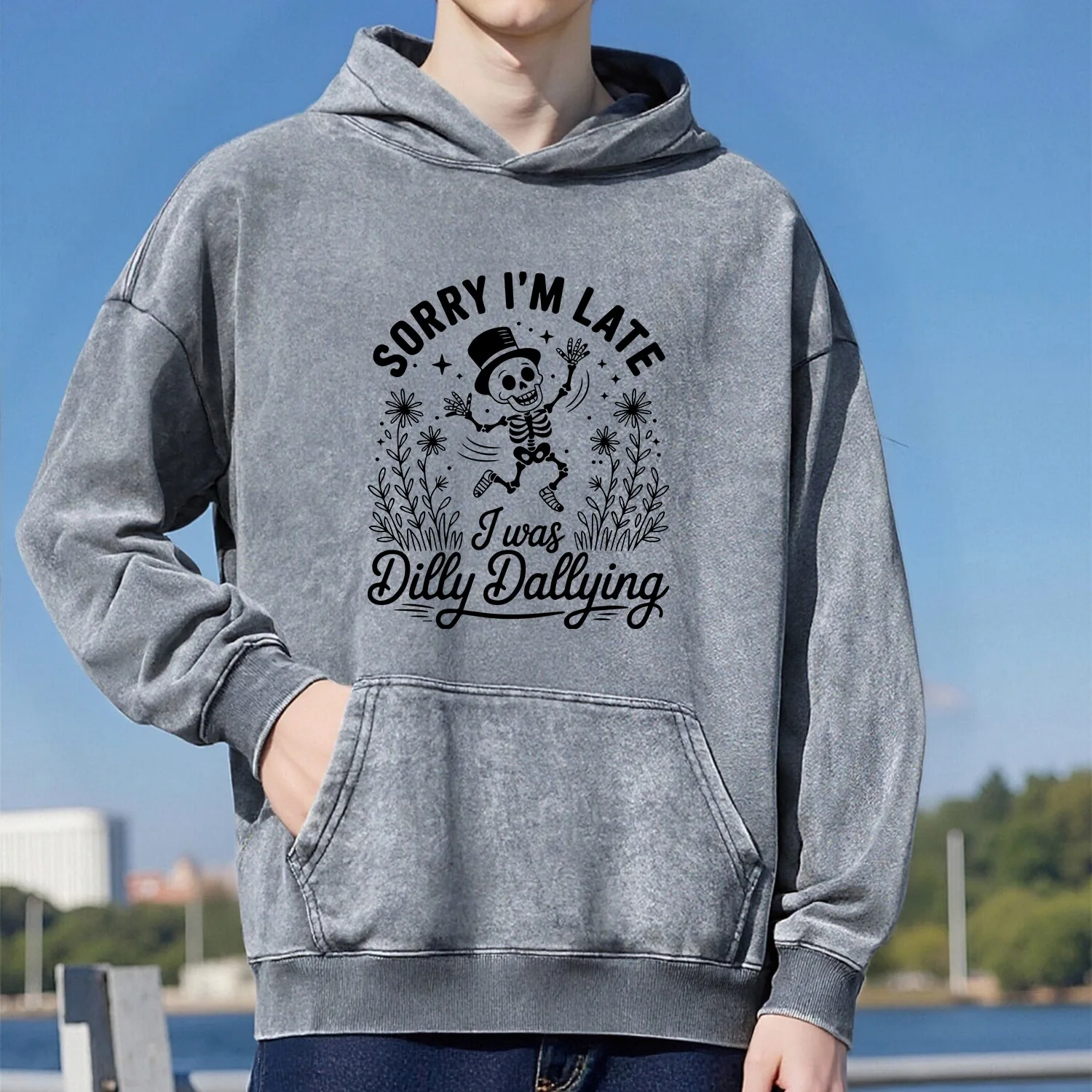 

Толстовка с капюшоном в стиле ретро в стиле скелета, унисекс, повседневный спортивный стиль, изготовленный из чистого хлопка, уличный стиль, 400 г