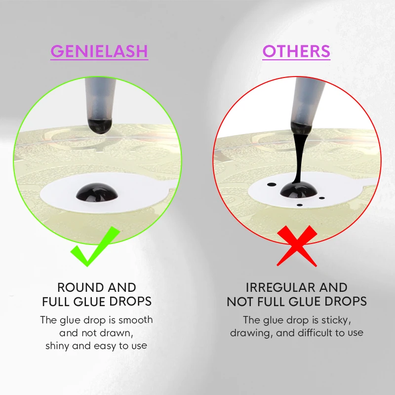 Genielash Eyelash Extension Glue Fast Drying Professional Use Lower Irritation Volume Lash Extension Glues No Burn Eyes