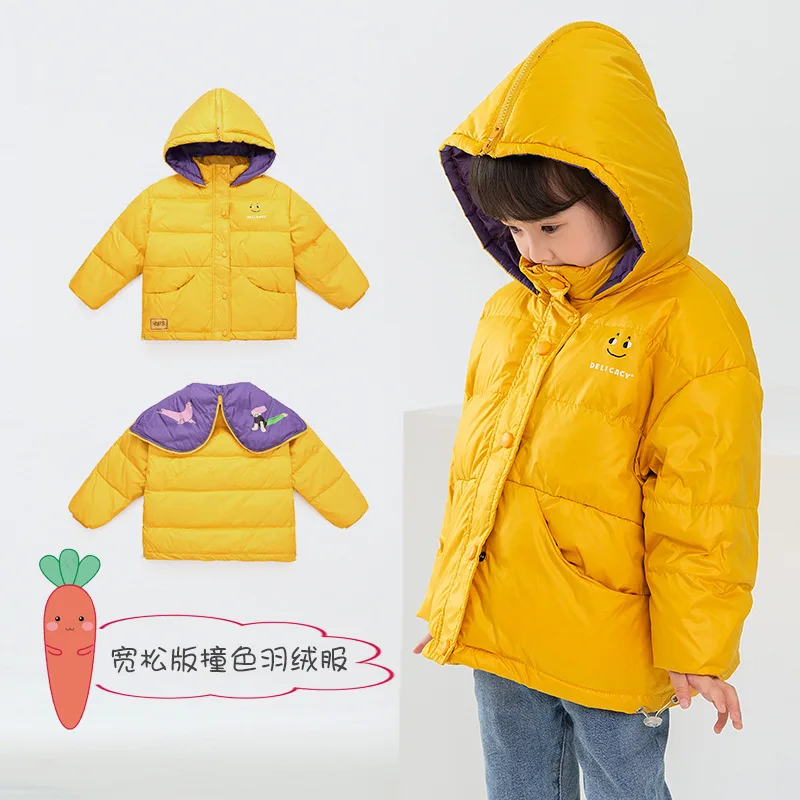 

Kids Winter Jacket Boys Girls Warm Short Puffer Coat Thickened White Duck Down Filled Children's Outerwear Windproof Cold Jacket