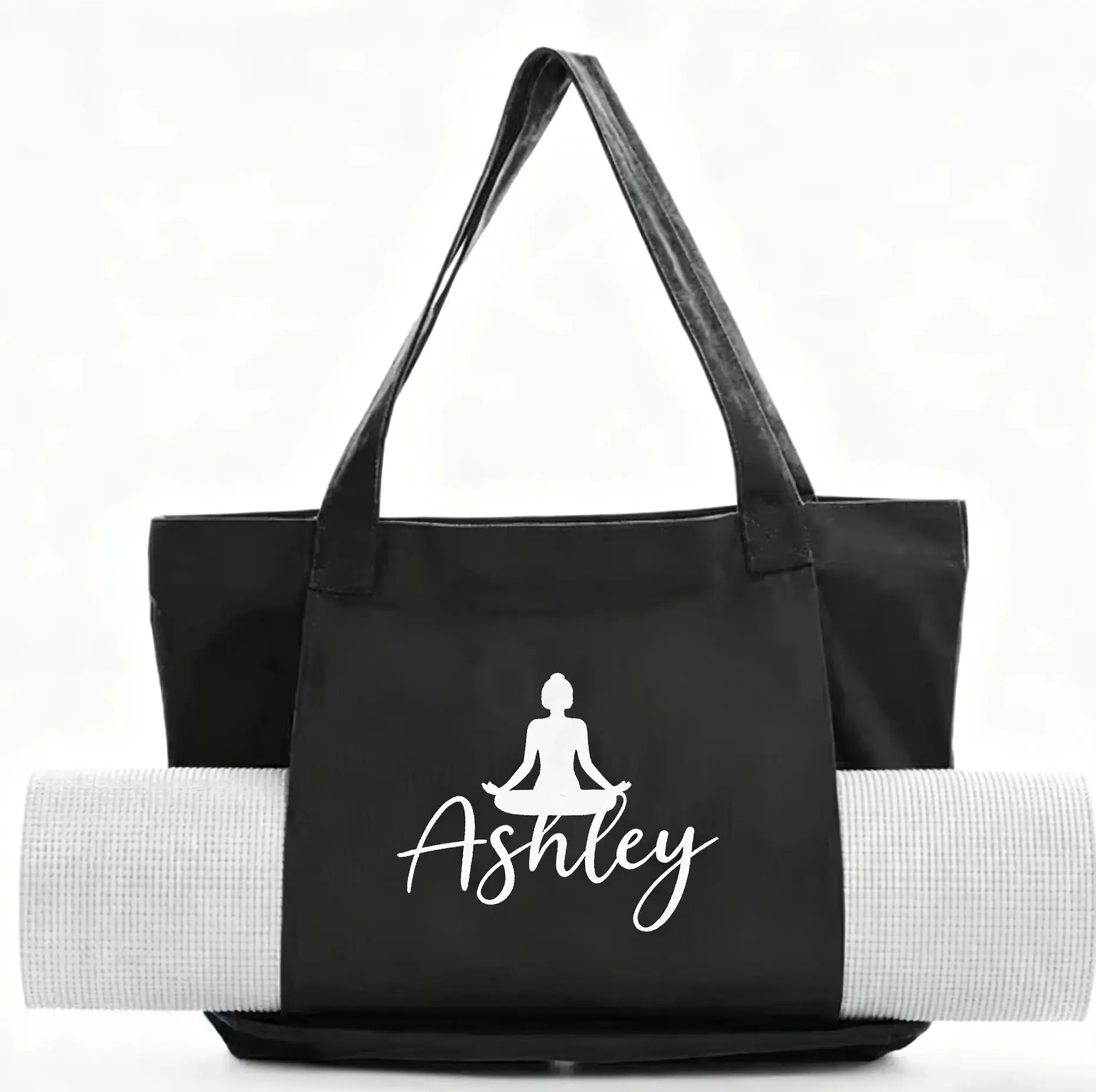 

Personalized Meditation Yoga Tote Bag Women Custom Name Yoga Canvas Bag portable Yoga Mat Gift Tote Bag Gym Pilates fitness Bag