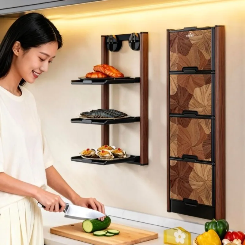Steel Kitchen Storage Holder Dishes Compartments Storage Rack Multifunctional Organizer Shelves Household Hanging Organizers