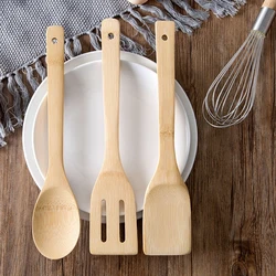 Household Non-Stick Pan Spatula Natural Bamboo Kitchen Spatula Spoon Cooking Utensils Dinner Food Wok Shovel Kitchen Accessories