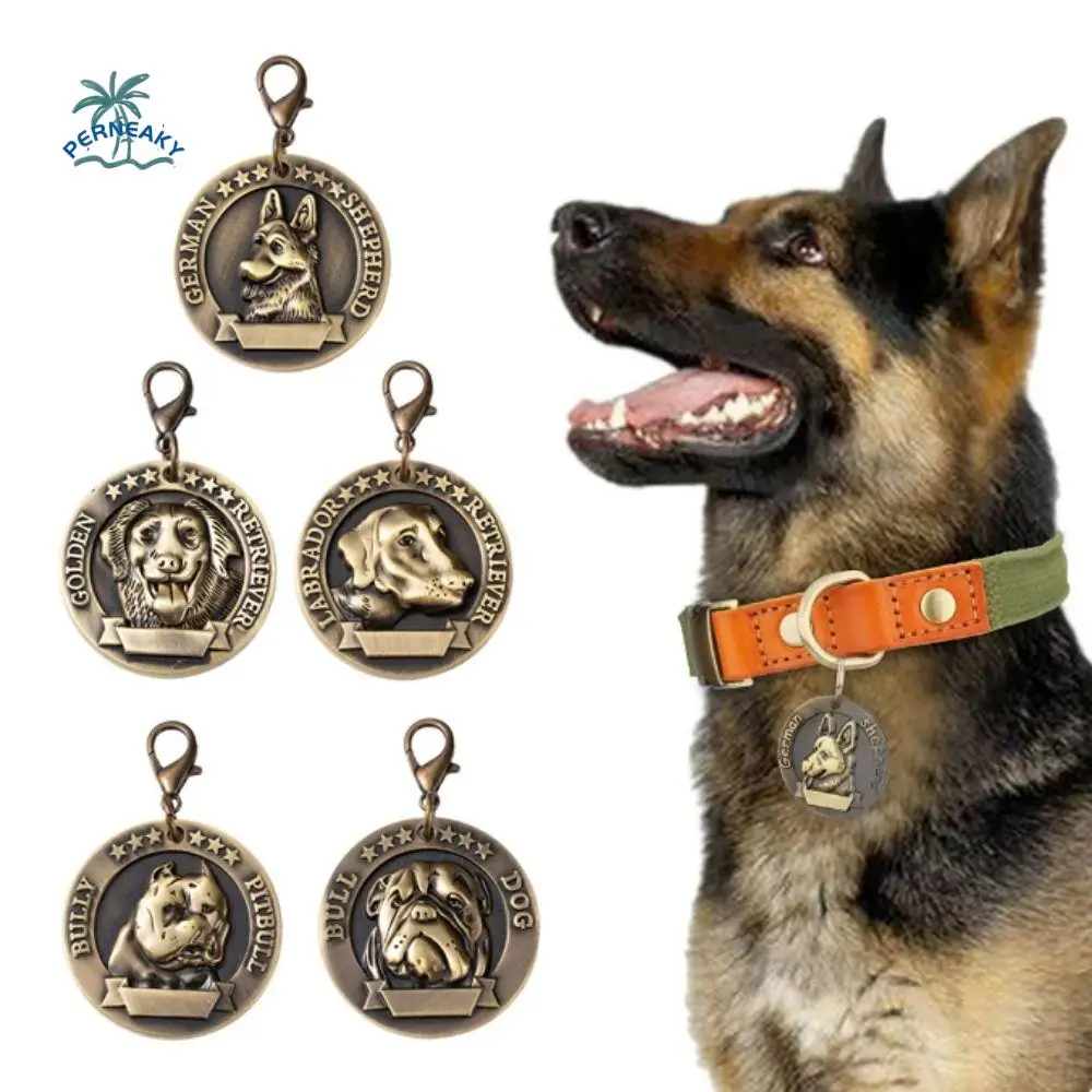 

Pet Accessories Vintage Dog Tag Anti-lost Personalized Pet Collar Pendant Zinc Alloy Dog Nameplate Outdoor