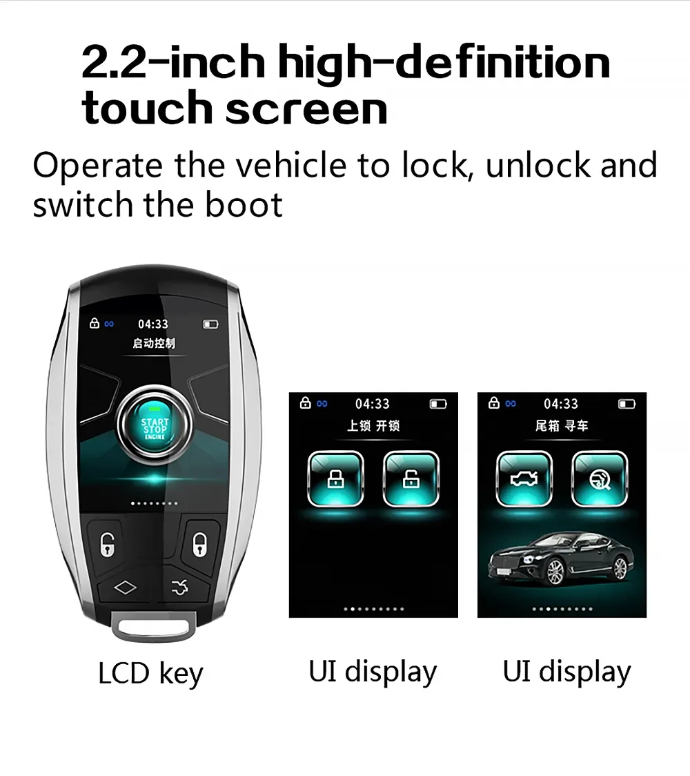 B-one Modified Universal Smart Remote Key LCD Screen Display For Mercedes-Benz BMW Audi Bentley Hyundai Mazda VW Ford Toyota