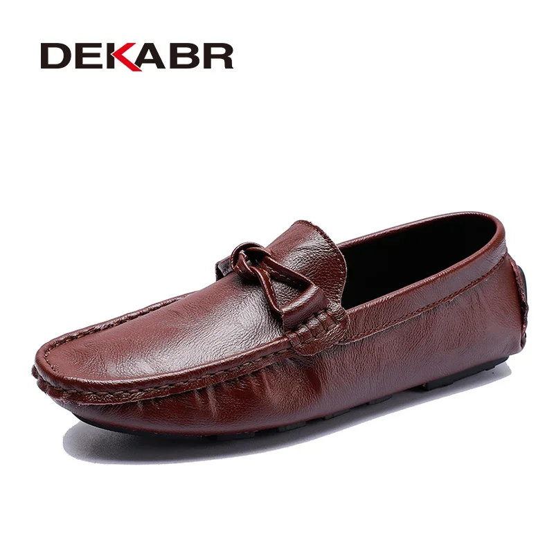 

DEKABR Genuine Leather Men Casual Shoes Breathable Slip-On Luxury Brand Mens Loafers Moccasins Black Driving Shoes Size 38-47