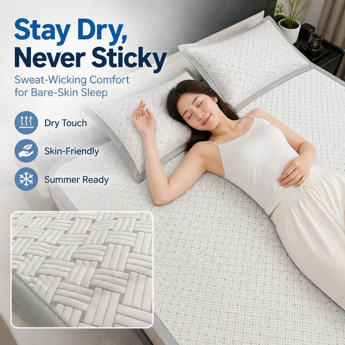 2026 New Three piece Biscuit Flower Bean Cool Mat Machine Washable Water Washable Modern Home Foldable Cool Mattress