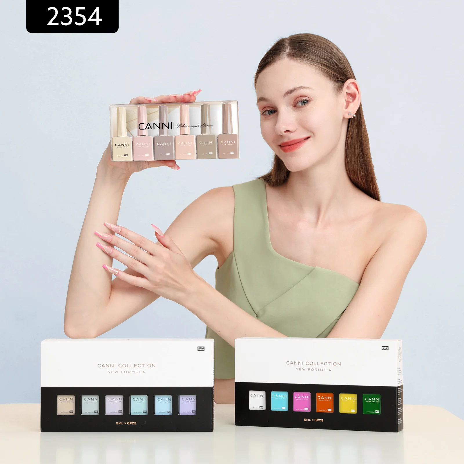 9ml*6 Stück CANNI TPO-FREIES Nagel-Gel-Lack-Set Nude Pink Farbe Soak-Off UV LED Gel Semi-Permanent Langanhaltende Maniküre DIY Gel-Set – Detail 1