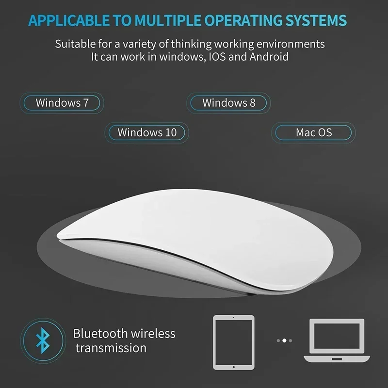 Bezprzewodowa mysz komputerowa Lenovo Magic z Bluetooth, ładowana, dotykowa, smukła, ergonomiczna, dwumodowa, cicha mysz PC do Apple Macbook Air — zdjęcie produktu 4