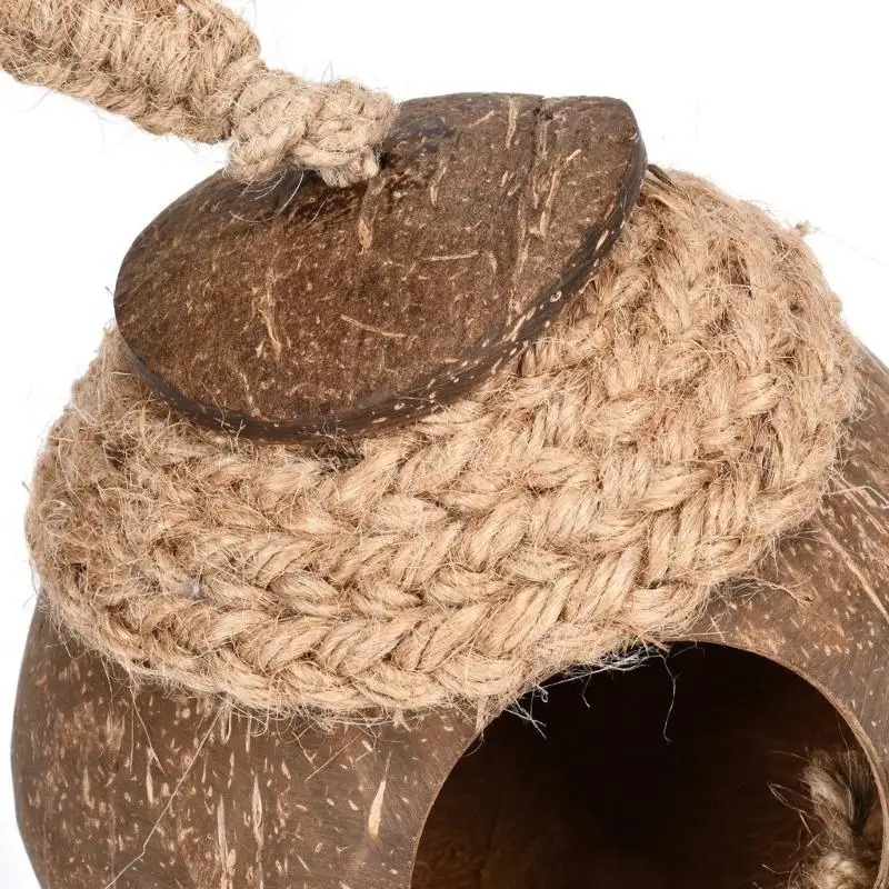 R9JC Coconuts Bird Shell Breed House Natural Birdhouse Toy Parakets rustende kooi