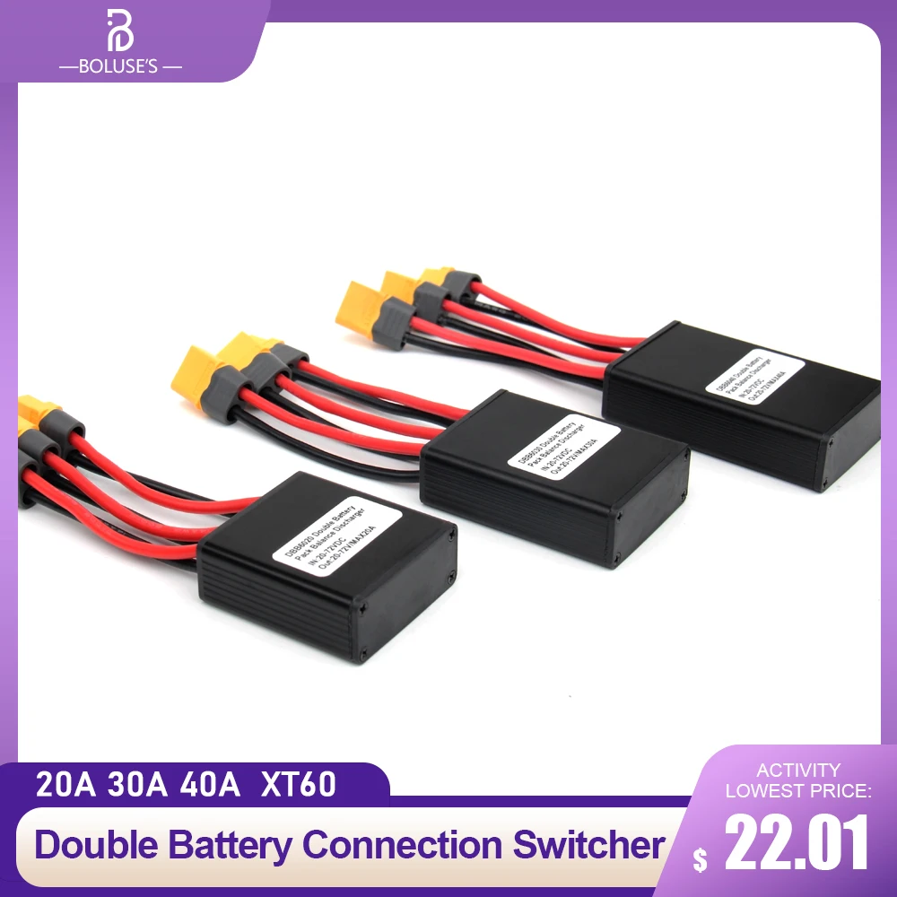 Modulo parallelo a doppia batteria XT60 per bicicletta elettrica, connessione 20 A, 30 A, 40 A, 20 V-72 V CC