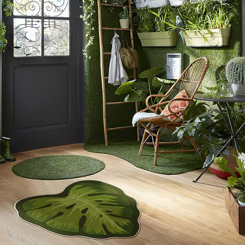 Nordic Popular Green Plant Carpet Bedroom Floor Mat Decoration With Carpet Super Soft Crystal Velvet