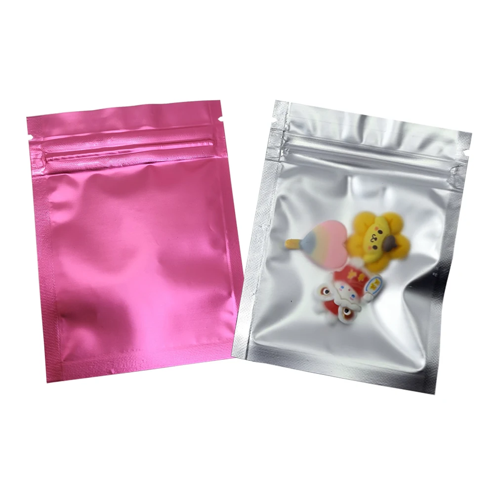 

100pcs Pink Frosted Aluminum Foil Zip Lock Matte Clear Plastic Packing Bag Reclosable Mylar Ziplock Food Tea Bean Wrapping Pouch