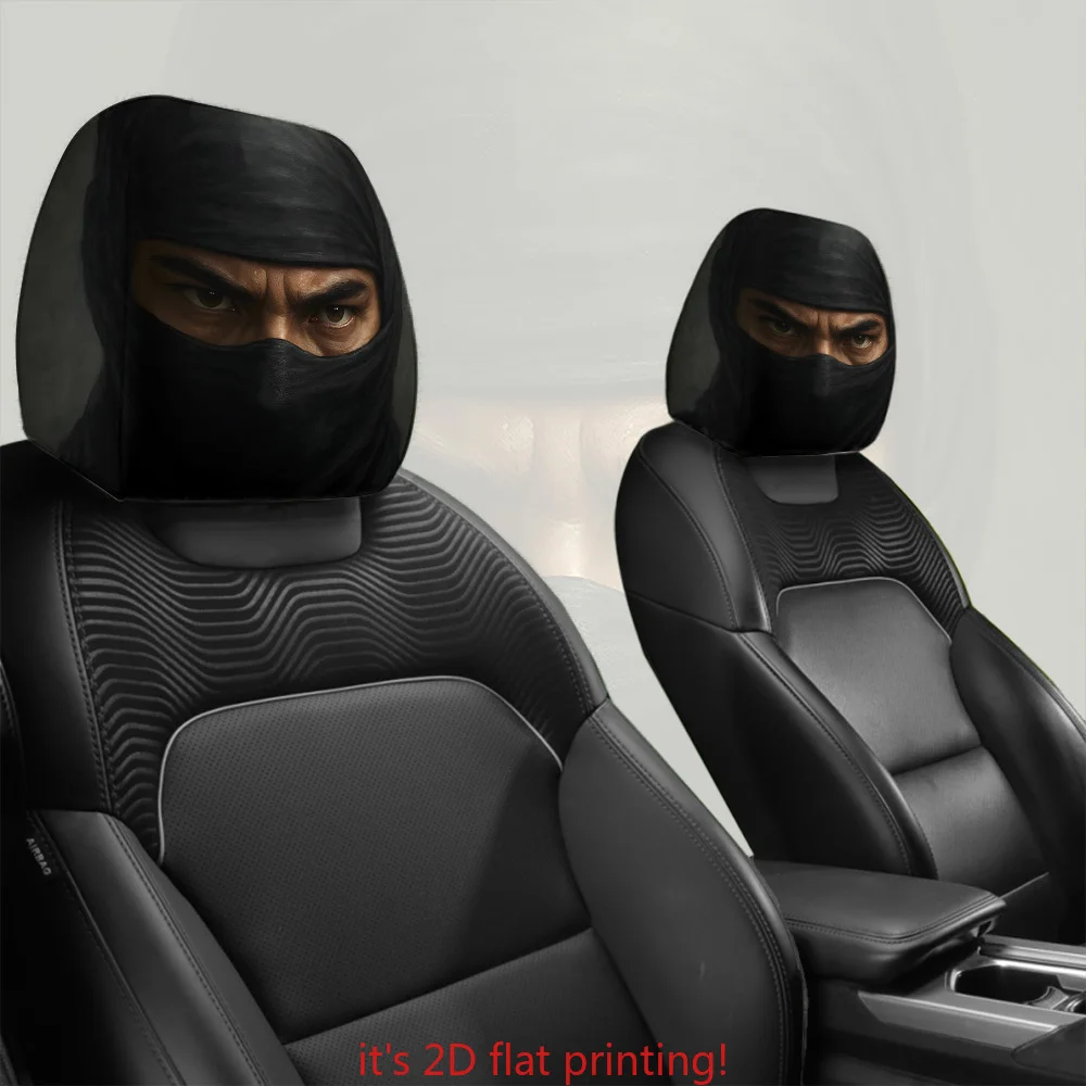 2 fundas para reposacabezas de coche con estampado misterioso estilo ninja |   Tamaño Universal Sin Relleno, Decoración Interior Moderna, Estilo Único |   Long Tra