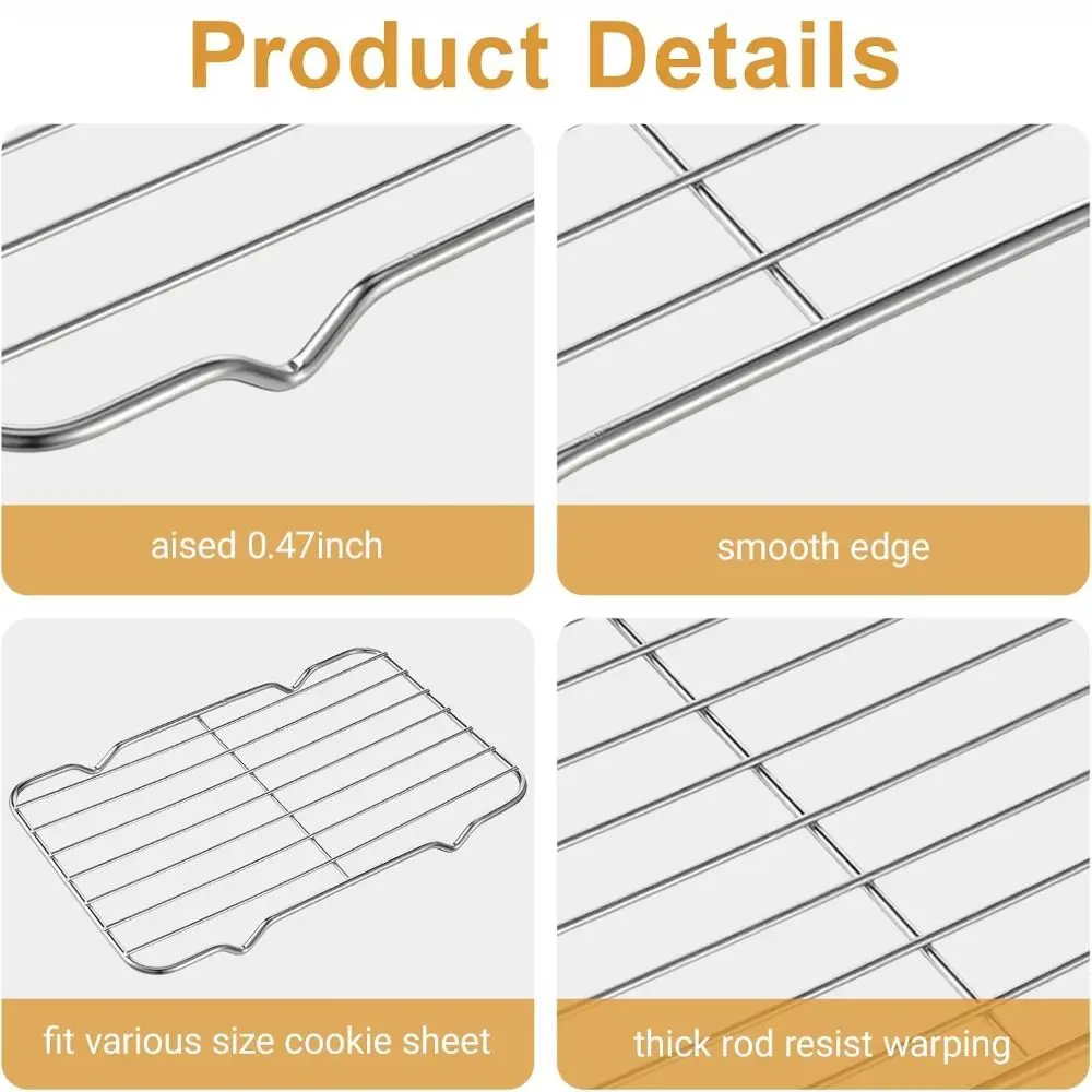 New Stainless Steel Cooling Rack Non-stick Silver BBQ Tray Cake Cooler