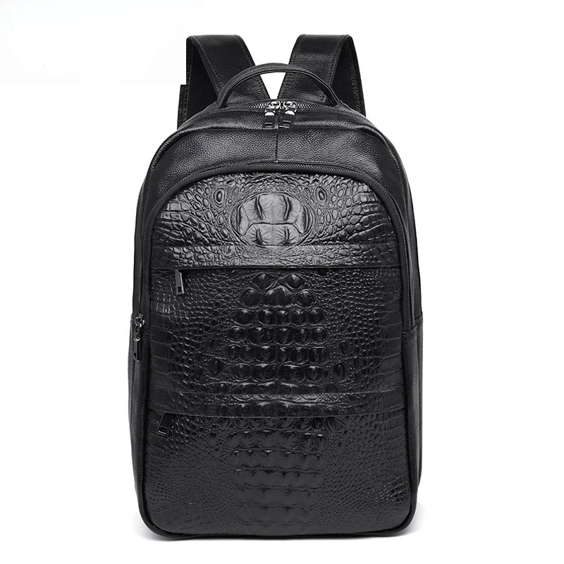 

2024 New Casual Men's Leather Bapa Crocodile Pattern Travel Bag Briti Sle Double oulder Bag Faionable Korean Version