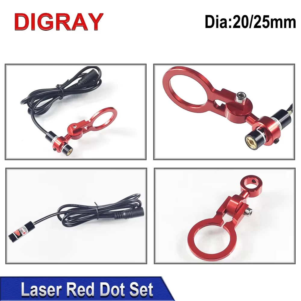 DIGRAY Dia: 20/25mm Red Dot Houder Set DC5V Diode Module Apparaat Positionering Voor DIY Co2 Lasergravure Snijkop