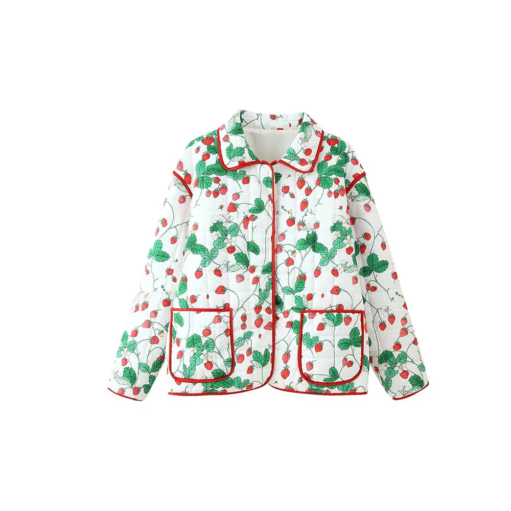 

Осенне-зимняя новая женская модная простая и универсальная хлопковая куртка с принтом