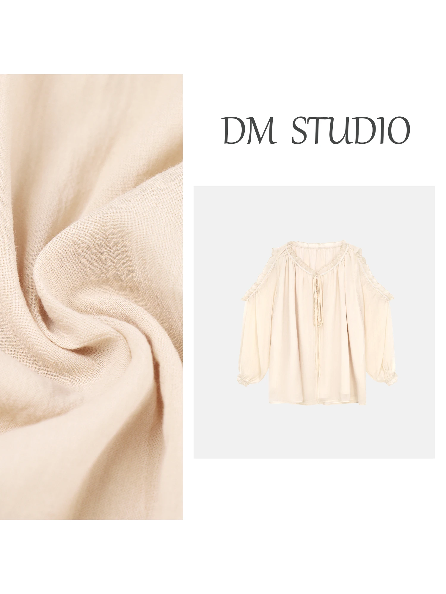 

Ele V-ne oulder-baring irt with Belt Loose Slimming Lace Trim Women's Spring Faion Gentle Wind Long Sve Top