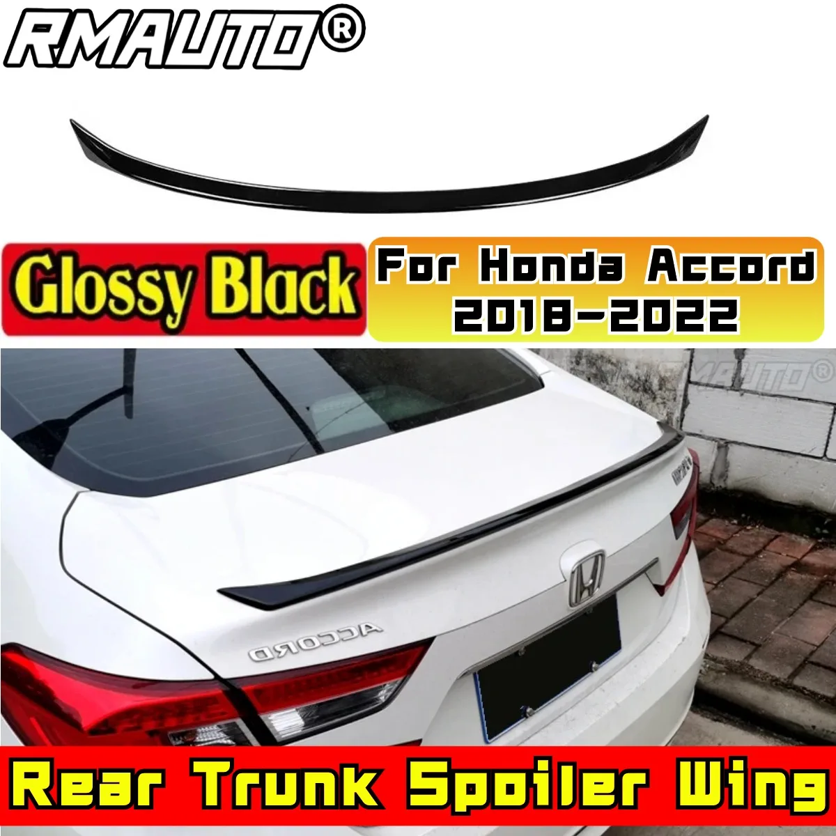 

For Honda Accord 10th Generation 2018-2022 Rear Spoiler Wing Exterior Part ABS Plastic Car Rear Roof Spoiler Car Accessories