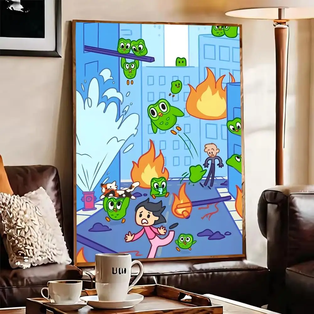 Duolingo البومة الثنائي المشارك ورقة طباعة غرفة المعيشة المنزلي غرفة نوم مدخل بار مقهى الفن اللوحة الديكور