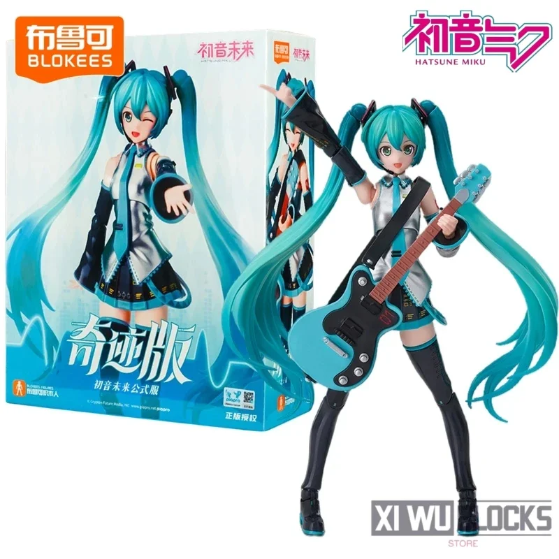 BLOKEES Hatsune Miku Blok Bangunan 15CM Edisi Ajaib Perakitan Model Gitar Piano Elektronik Boneka Aksi Hadiah Mainan Anime
