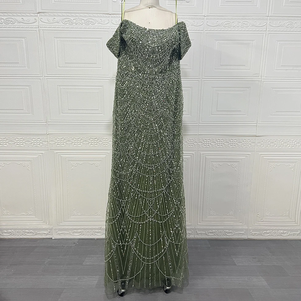 LuxuryOff The Mermaid Evening Dress for Women Wedding beading Strapless Elegant  Saudi Arabia Dubai Long Formal Prom Party Gowns