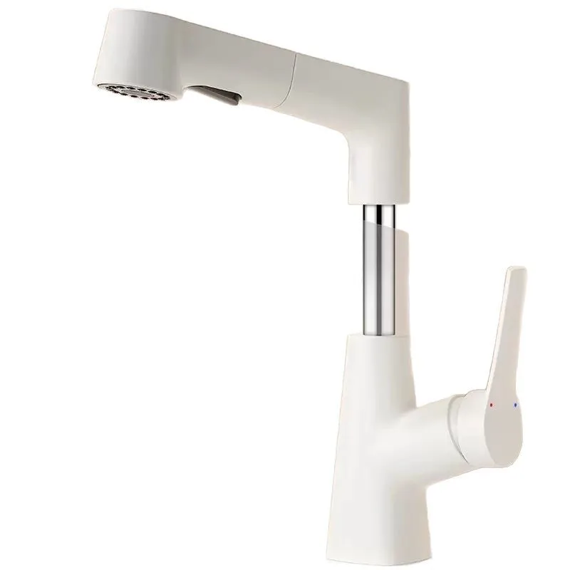 

Cream wind lift pull-out basin faucet hot and cold toilet wash basin bathroom cabinet all copper faucet household