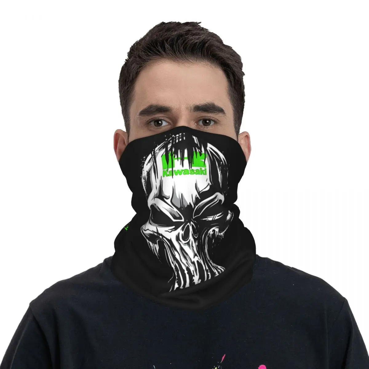 K czaszka Kawasaki wyścigowy zespół Bandana na szyję Motocross chusta na twarz wędrówki Unisex dla dorosłych